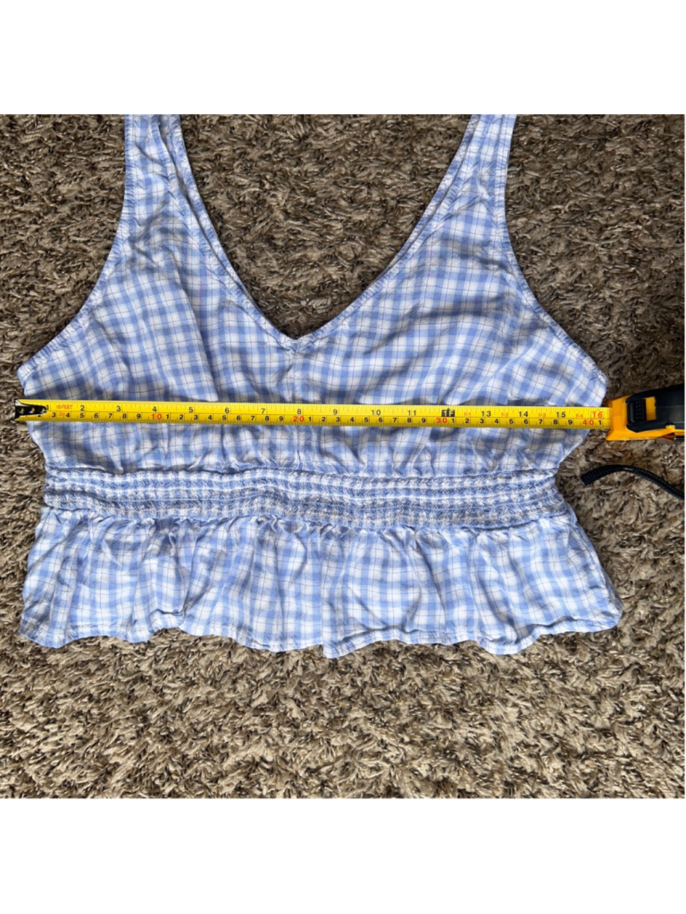 Women's Hollister Blue White Gingham Plaid Tank Top L - Picture 4 of 4